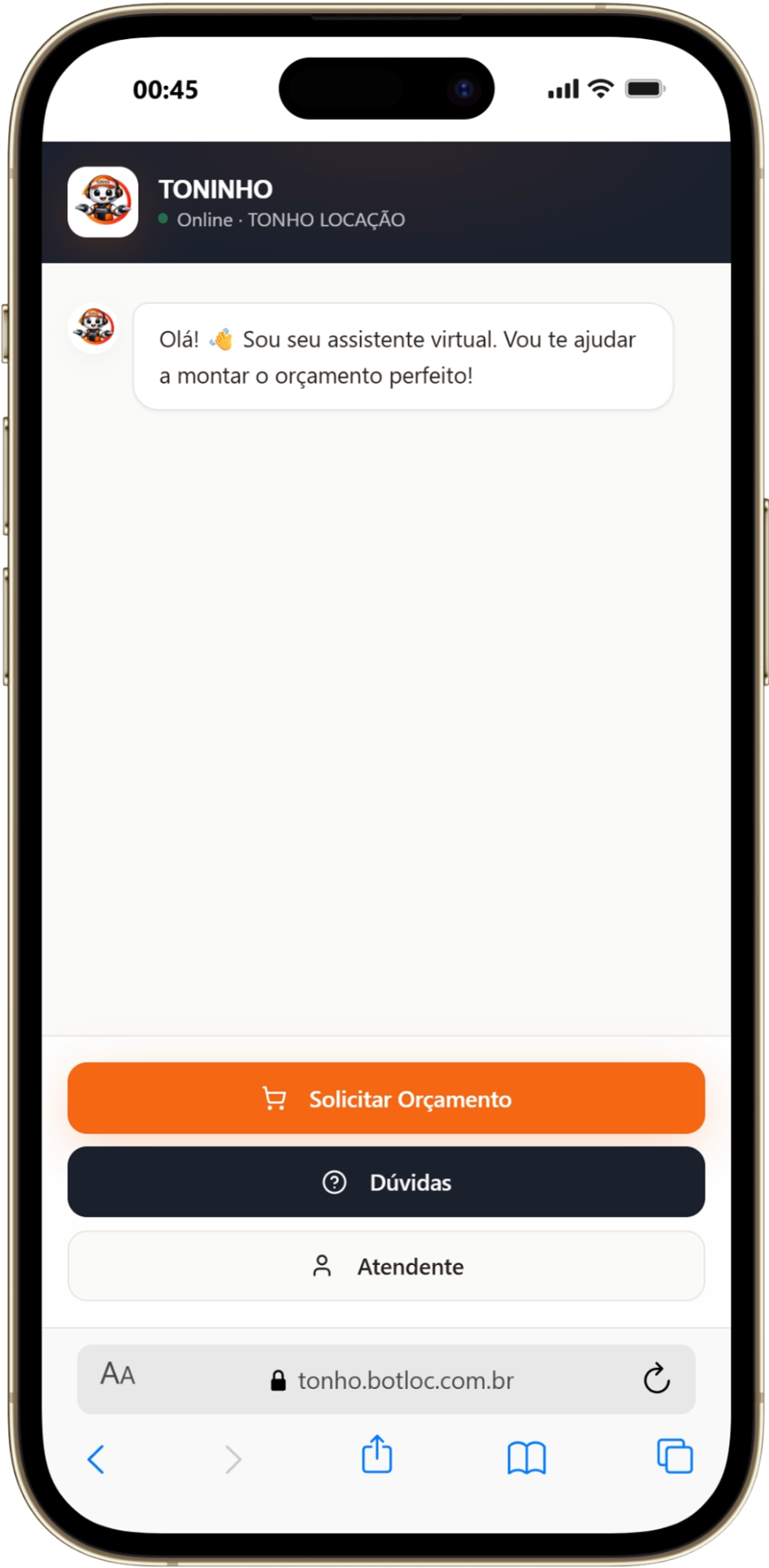 Chat do assistente no iPhone