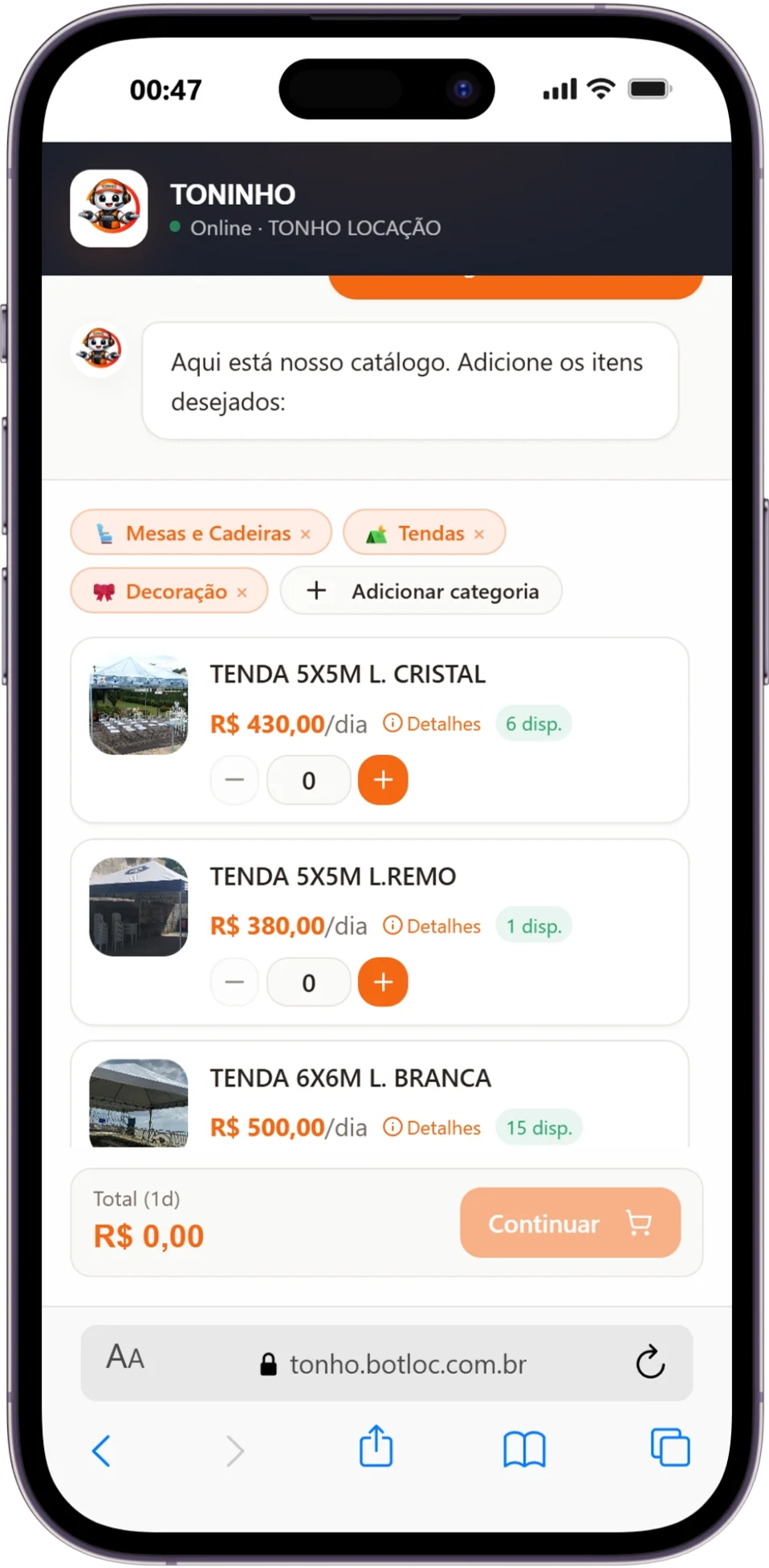 Catálogo no iPhone