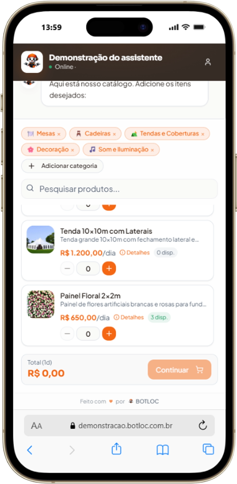 Catálogo no iPhone